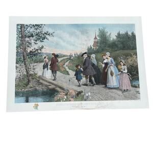 Brownscombe Sunday Morning in Sleepy Hollow Washington Irving Art Print Etching